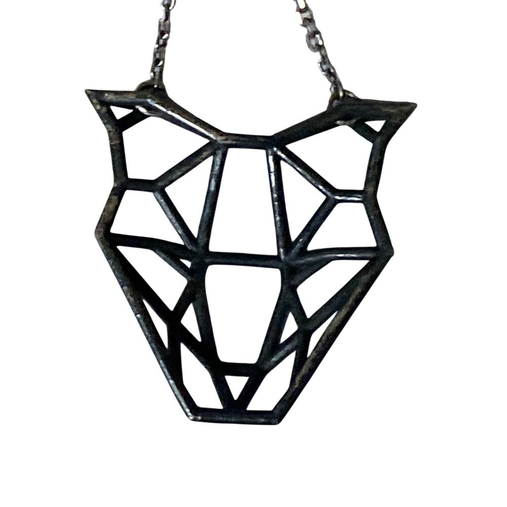 Necklace Oxidized Sterling Silver Dog/Wolf Design